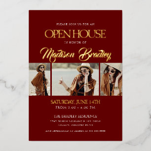 Elegant Maroon and Gold Graduation Announcement