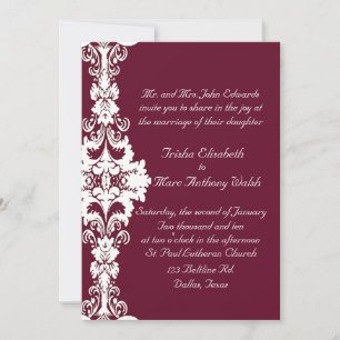Elegant maroon and white Wedding Invitation