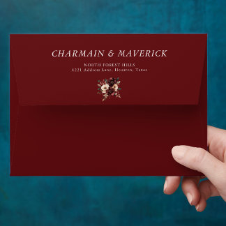 Elegant Maroon Burgundy Wedding  Envelope