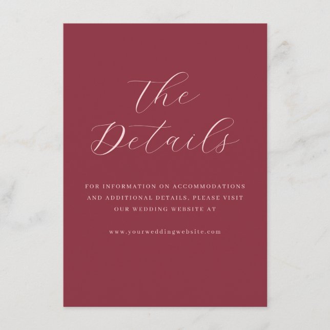 Elegant Maroon Calligraphy Enclosure Card (Front)