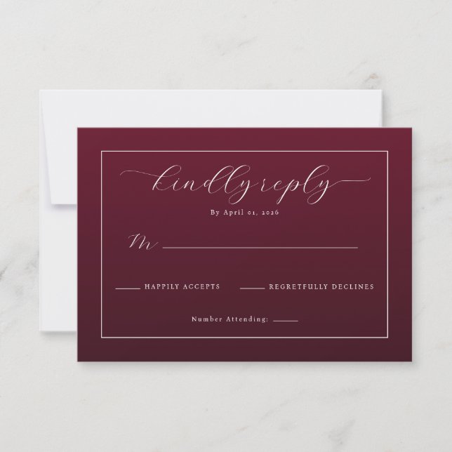 Elegant Maroon Calligraphy RSVP Card (Front)