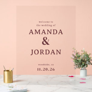 Elegant Maroon Calligraphy Wedding Acrylic Sign