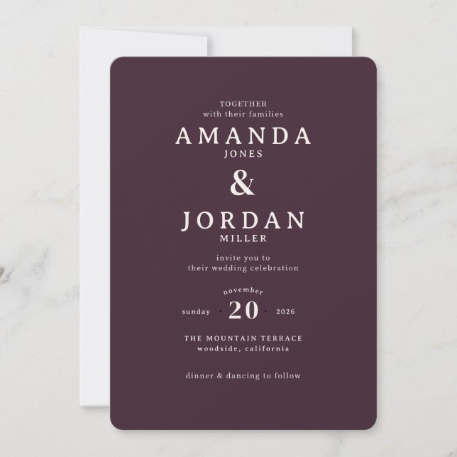 Elegant Maroon Calligraphy Wedding Invitation (Front)
