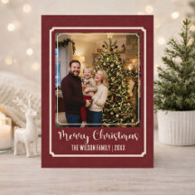 Elegant Maroon Christmas Custom Family Photo