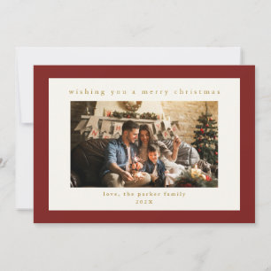 Elegant Maroon Custom Photo Christmas Holiday Card