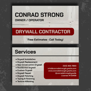 Elegant Maroon Drywall Contractor Branding Business Card