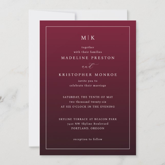 Elegant Maroon Formal Invitation (Front)