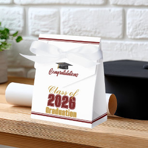 Elegant Maroon Gold Class of 2026 Graduation Favour Box