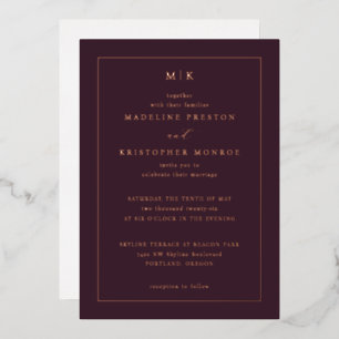 Elegant Maroon Gold Initials