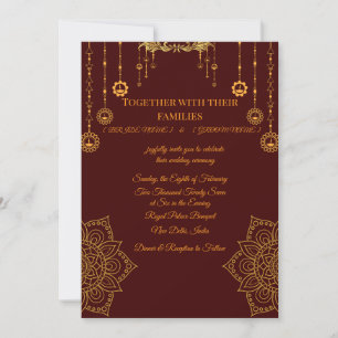 Elegant Maroon & Gold Wedding Invitation