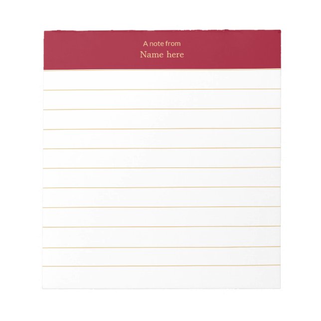 Elegant Maroon Header Lined Notepad (Front)