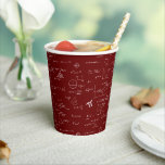 Elegant Maroon Math Party Paper Cups<br><div class="desc">Great math paper cups for graduations,  teacher's parties,  retirements,  birthdays and more. The background is dark red maroon with all the formulas and equations in white,  handwritten. Illustrated and designed by Patricia Alvarez.</div>