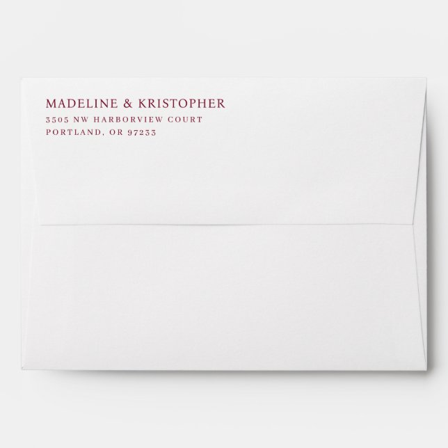 Elegant Maroon Minimalist Typographic Envelope (Back (Top Flap))