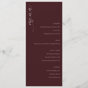 Elegant Maroon Minimalist Wedding Menu