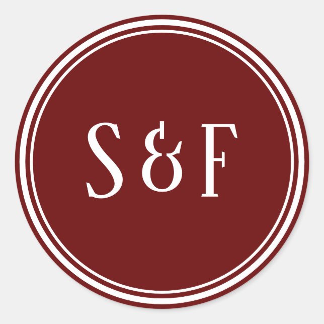 Elegant Maroon Monogram Envelope Seal (Front)