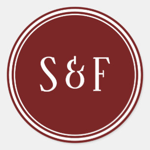 Elegant Maroon Monogram Envelope Seal