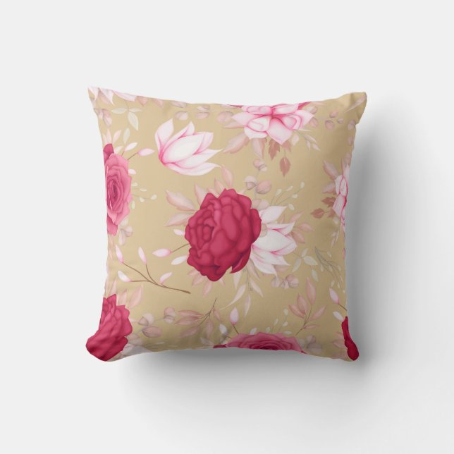  Elegant maroon , pink floral   Cushion (Front)