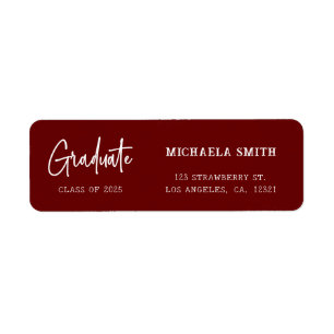 Elegant Maroon Script Graduation Return Address