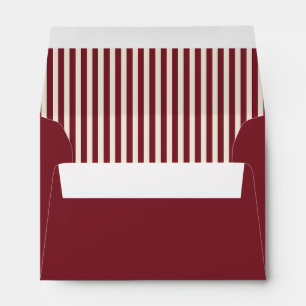 Elegant Maroon Striped Christmas Return Address Envelope