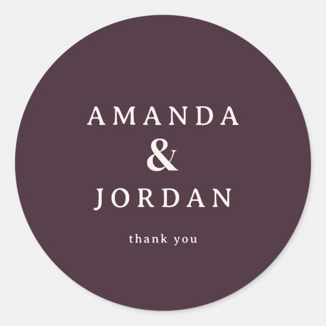 Elegant Maroon Typographic Gratitude Classic Round Sticker (Front)