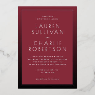 Elegant Maroon Typographic Wedding Invitation