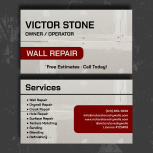 Elegant Maroon Wall Repair Branding Business Card
