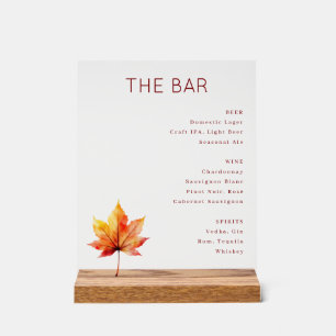 Elegant Maroon Watercolor Bar Menu Acrylic Sign