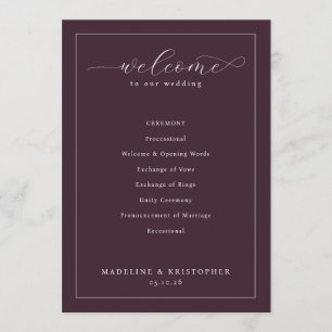 Elegant Maroon Wedding Ceremony Schedule Programme