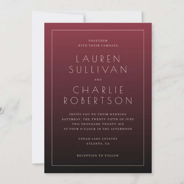 Elegant Maroon Wedding Invitation (Front)