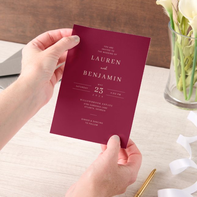 Elegant Maroon Wedding Invitation (Handheld)