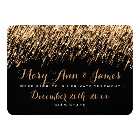 Elegant Marriage Elopement Falling Stars Gold Card