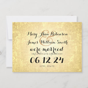 Elegant Marriage / Elopement Gold Foil Look Stars Announcement
