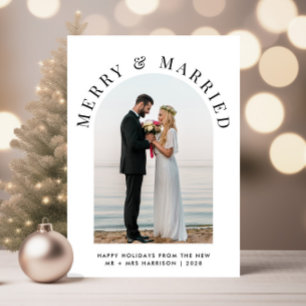Elegant Married And Merry Arch Photo Christmas Holiday Card