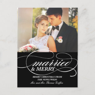 Elegant Married and Merry   Christmas Postcard