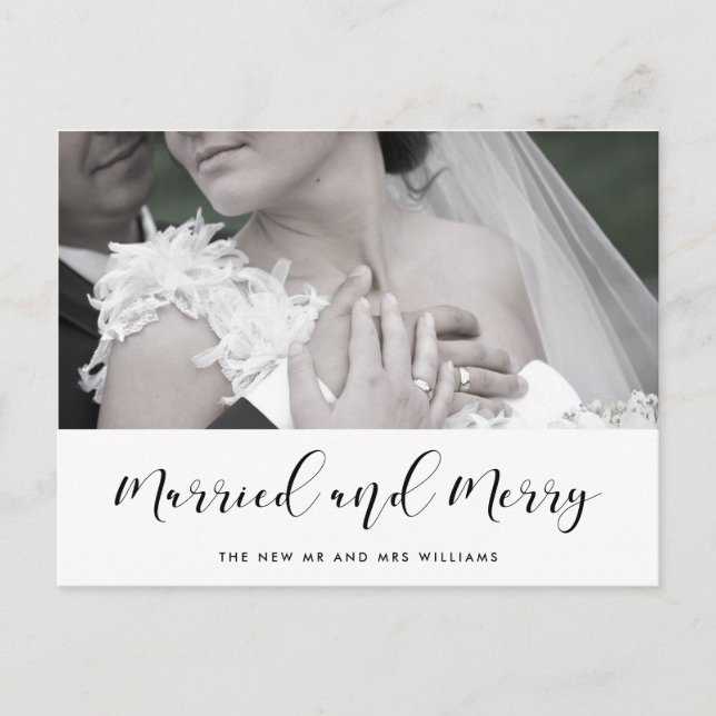 Elegant Married and Merry couple Christmas Postcard (Front)