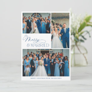 Elegant Married and Merry Photo Collage Holiday Card