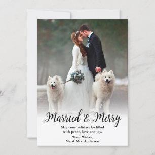 Elegant Married and Merry Wedding Photo Holiday Card