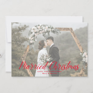 Elegant Married Christmas Newlywed Photo Holiday C Card