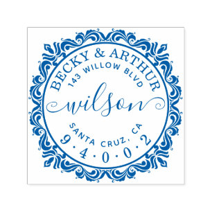 Elegant Married Couple Chic Script Return Address Self-inking Stamp