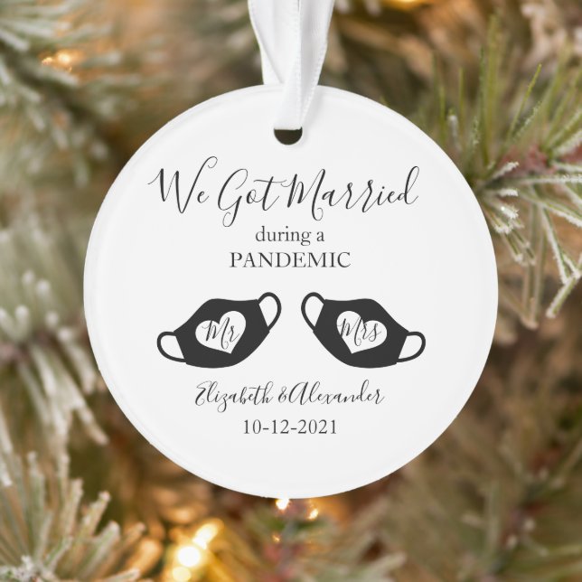 Elegant Married during Pandemic Photo Christmas Ornament (Tree)