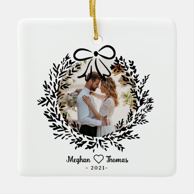 Elegant married Love photo Ornament (Front)