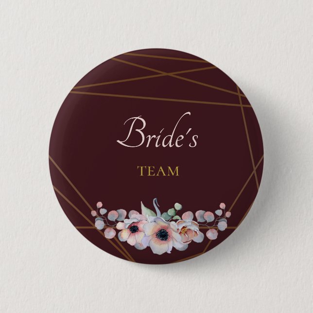 Elegant Marsala Blush Anemone Flowers Wedding 6 Cm Round Badge (Front)