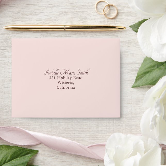 Elegant Marsala Blush Anemone Flowers Wedding Envelope (Wedding)