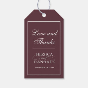 Elegant Marsala Burgundy Red Wedding Favour Gift Tags