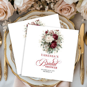 Elegant Marsala Floral Bridal Shower Napkins