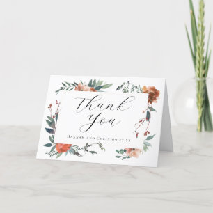 Elegant Marsala Peach Botanical Garden Thank You Card