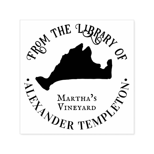 Elegant Martha’s Vineyard Map OL Library Book Name Self-inking Stamp (Design)