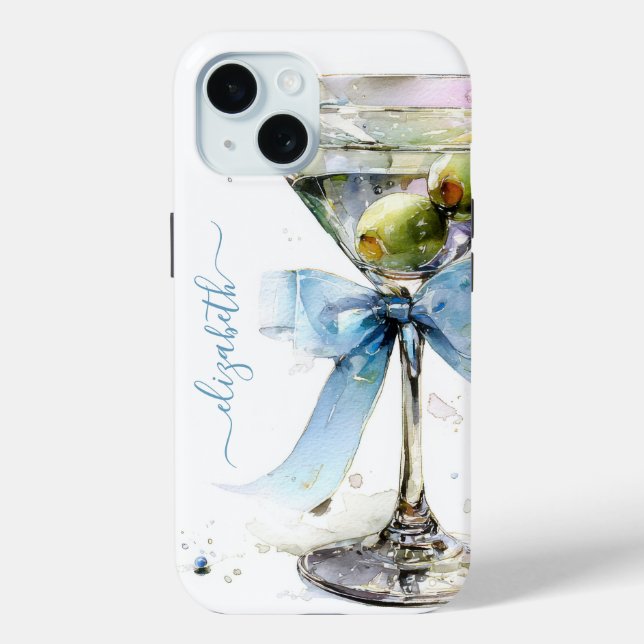 Elegant Martini Monogrammed Case-Mate iPhone Case (Back)