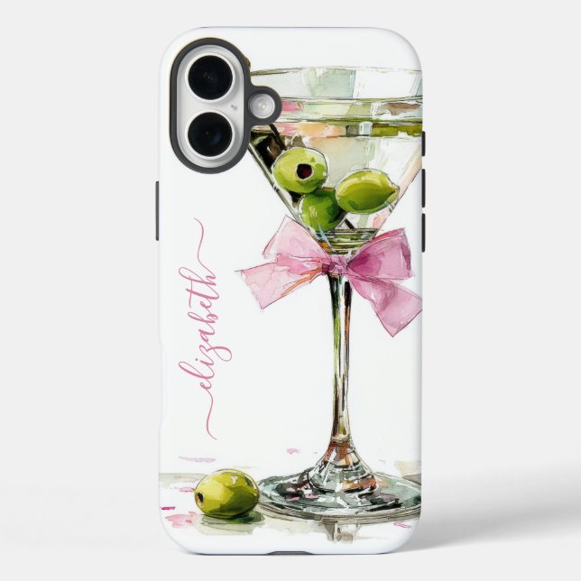 Elegant Martini Monogrammed Case-Mate iPhone Case (Back)