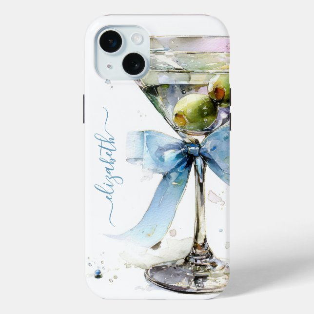 Elegant Martini Monogrammed Case-Mate iPhone Case (Back)